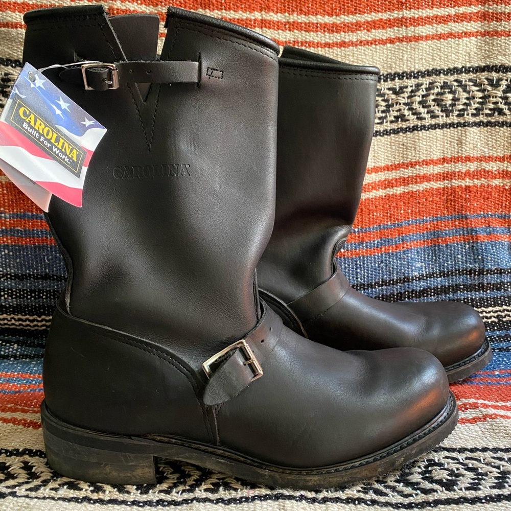 Black Genuine Leather Engineer/Motorcycle Boots size 11.5 . Made in the USA 🇺🇸